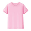 A pink short-sleeved t-shirt for kids, made of soft cotton fabric.