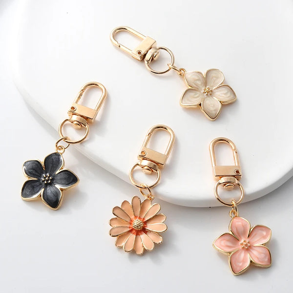 Floral Enamel Keychains with Vibrant Plant Designs