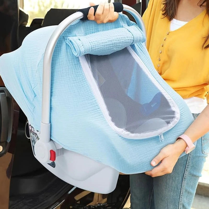 2-in-1 Baby Car Seat Cover with Sun Shade and Mosquito Net