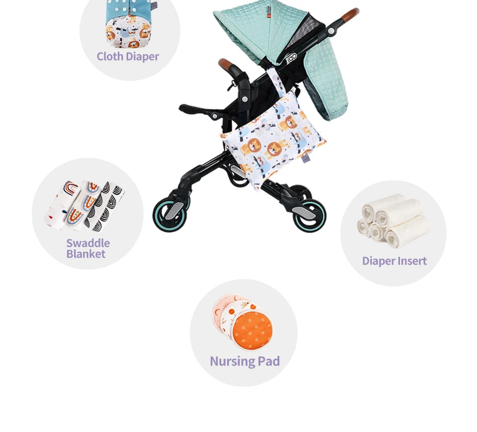 2-Pack Waterproof Wet/Dry Bags for Diapers & Baby Essentials