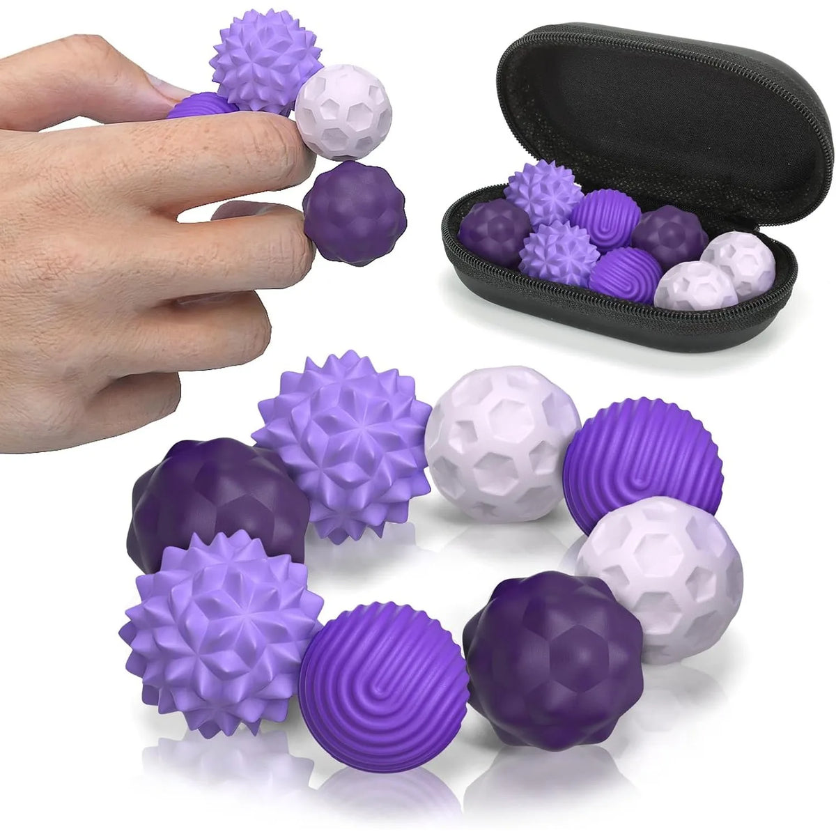 Magnetic Fidget Balls – Silicone Stress Relief Sensory Toys with 4 Textures