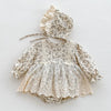 Baby Girls Lace-Trim Cotton Romper with Floral Details