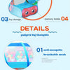 Un ensemble de tentes et accessoires pliables pour enfants, incluant une tente, un support de souvenirs et divers jouets.