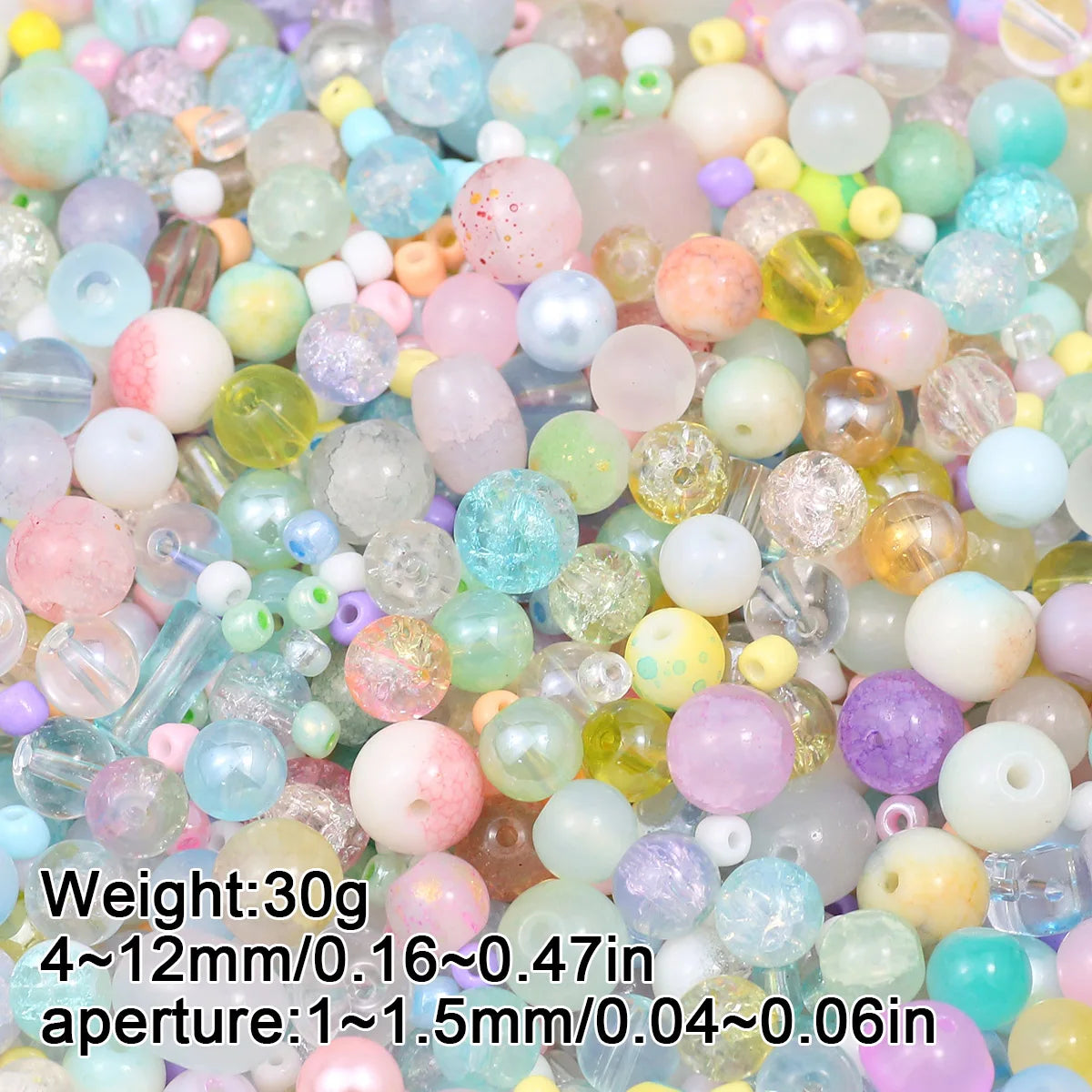 Mixed Glass Beads in Assorted Sizes for Jewelry Making