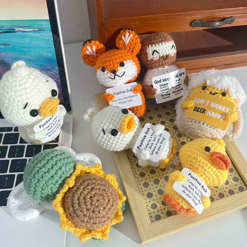 Handmade Crochet Positive Doll with Hugging Card