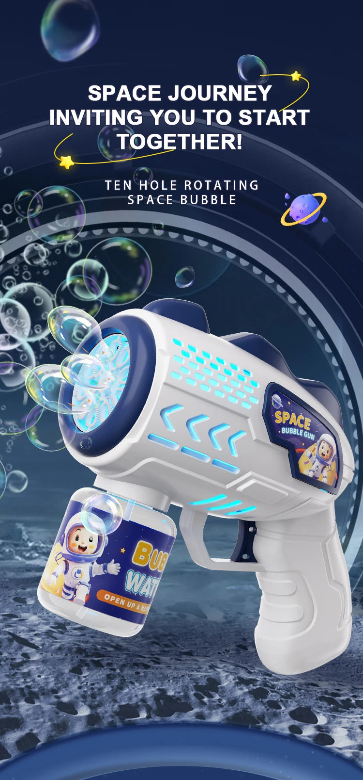 Astronaut Bubble Blaster - Automatic Bubble Machine Gun for Kids