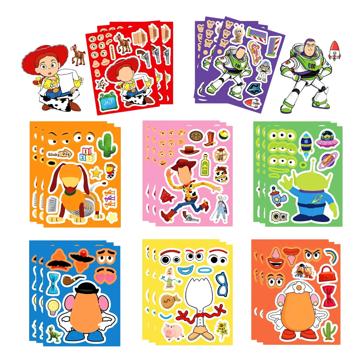 Toy Story Make a Face Sticker Set - Reusable Puzzle Stickers for Kids