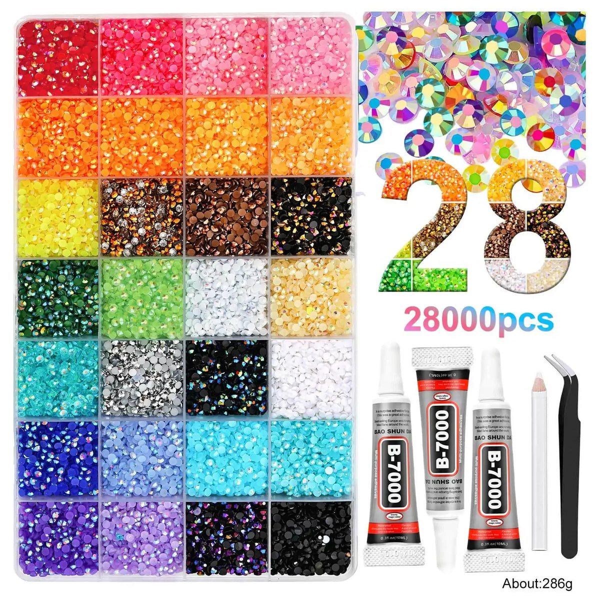 40-Color Resin Jelly Flatback Rhinestones Kit for Crafts & Nail Art