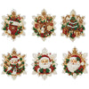 A set of nine diamond painting ornaments depicting Santa Claus and Christmas trees in festive holiday scenes.