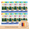 A set of 10 boxes of colored chalk for children with storage boxes and colorful chalk figures