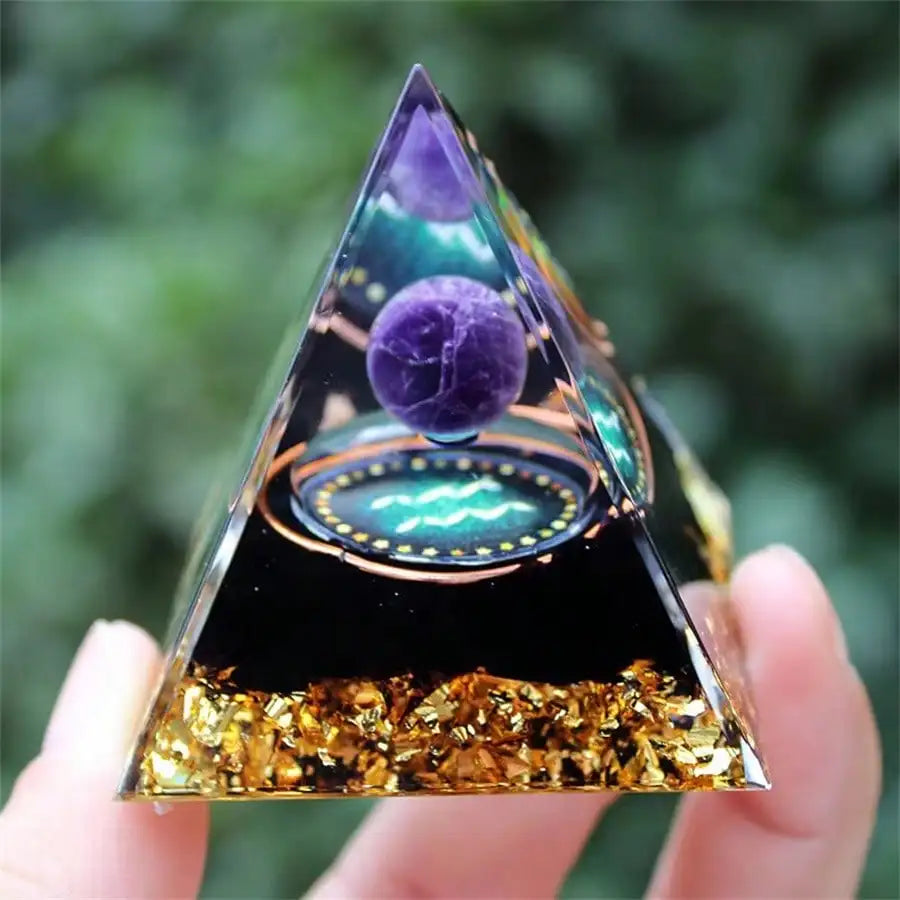 Zodiac Resin Pyramid Decoration with Crystal Ball