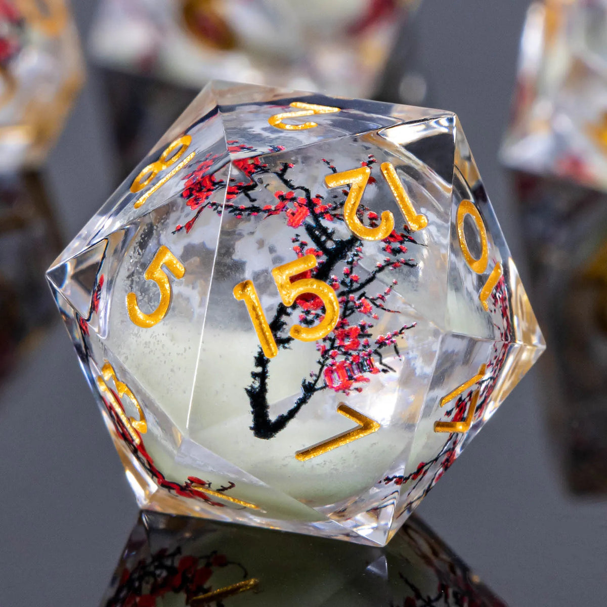 Liquid Core Glow D&D Dice Set with Sharp Edges