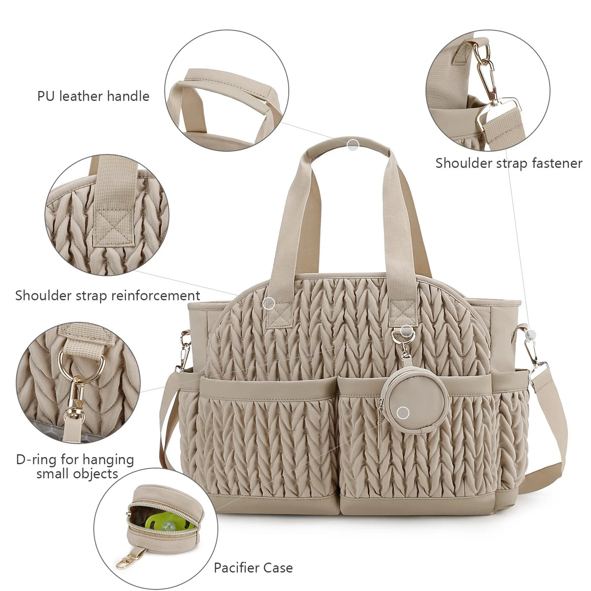 Waterproof Diaper Bag with Multiple Pockets for Parents