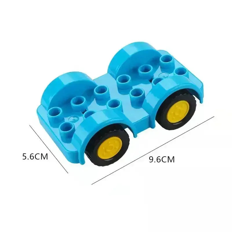 A blue city traffic vehicle building block set with trucks and buses.