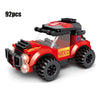 A red police helicopter and SWAT carrier vehicle building blocks set with 92 pieces.