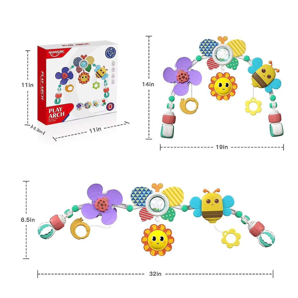 Sunflower Rainbow Baby Crib Toy with Foldable Arch