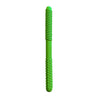 A bright green silicone chewing tube with a ribbed top and a textured, dotted bottom.
