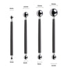 A set of four black clay sculpting tools with varying lengths and shapes for pottery and crafting.