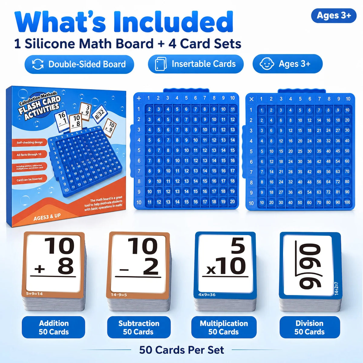 Math Flash Cards and Board Game Set for Kids