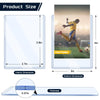 Diagram showing the size and thickness of a trading card sleeve, including interior and exterior dimensions.