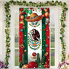 Viva Mexico door cover featuring an eagle and flag design with green foliage framing the entrance.