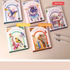 A collection of watercolor coloring books featuring butterflies, stars, flowers, and colorful animals.