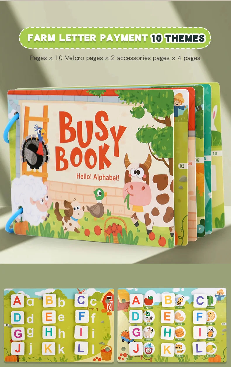 Montessori Quiet Book – Interactive Word Recognition & Early Learning Activity Book for Kids