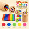 An assortment of 8 colorful wooden macarons used for visual cognition and sorting toys.