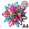 A colorful, expandable magic ball toy with bright pink, yellow, and blue strands for stress relief and breathing exercises.