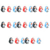 A set of twelve animal racing car climb stairs toys in various colors and designs.