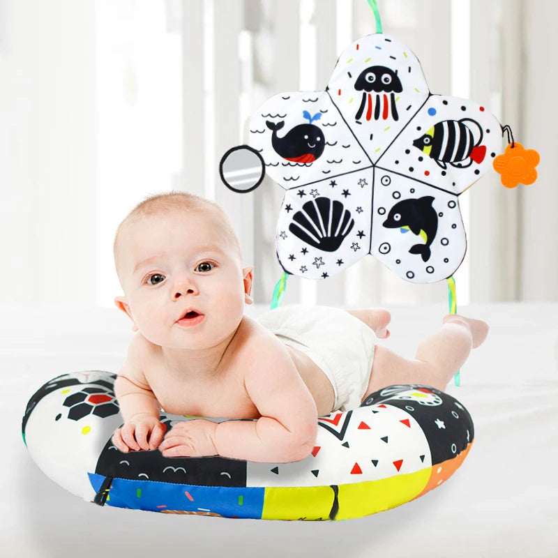 High-Contrast Tummy Time Pillow for Baby Sensory Development