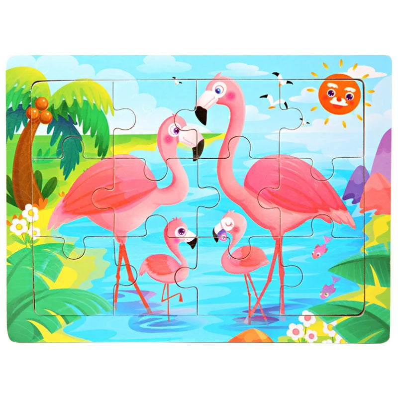 Wooden Animal Jigsaw Puzzles for Toddlers (Set of 12)