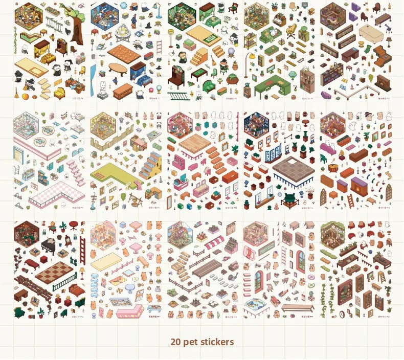 3D Landscape Sticker Collection Book for Scrapbooking & Journaling