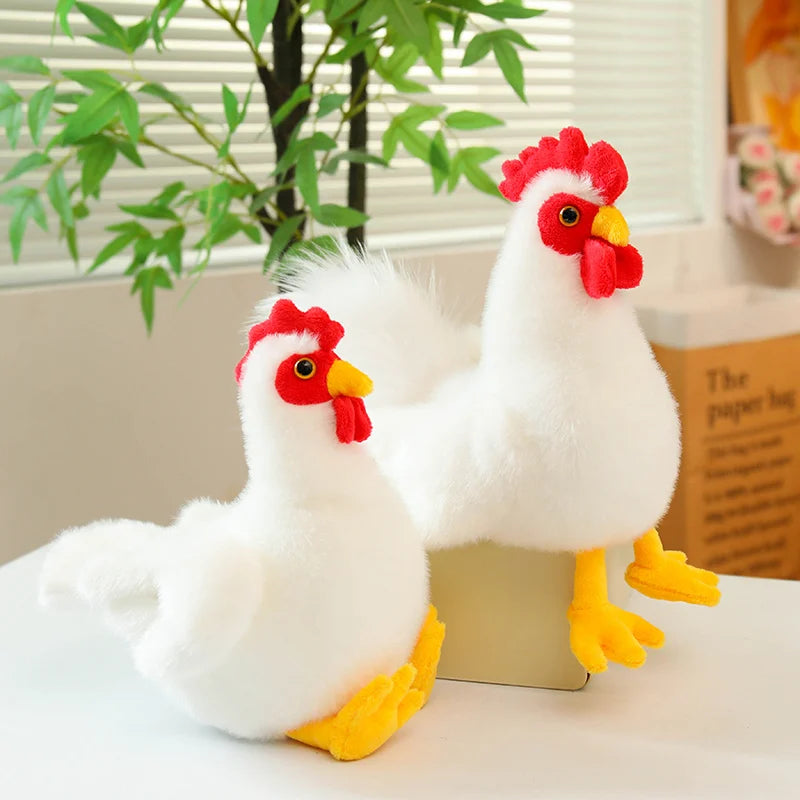 Adorable White Chicken Plushies – Soft Farm Animal Stuffed Hen & Rooster Set