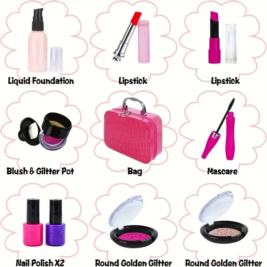 Pretend Play Makeup Kit for Kids with Storage Bag
