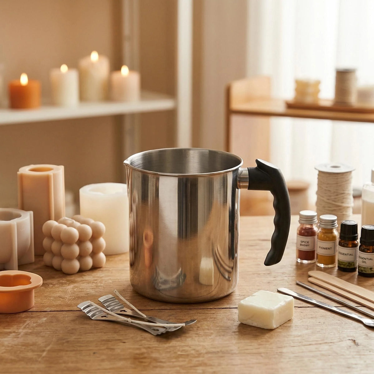 Stainless Steel Wax Melting Pitcher with Anti-Drip Spout