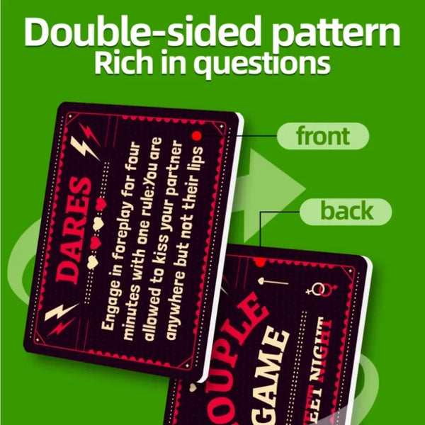 A set of double-sided truth or dare cards featuring a pattern design for a game.