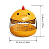A yellow compact automatic egg incubator with a transparent window and a removable tray.