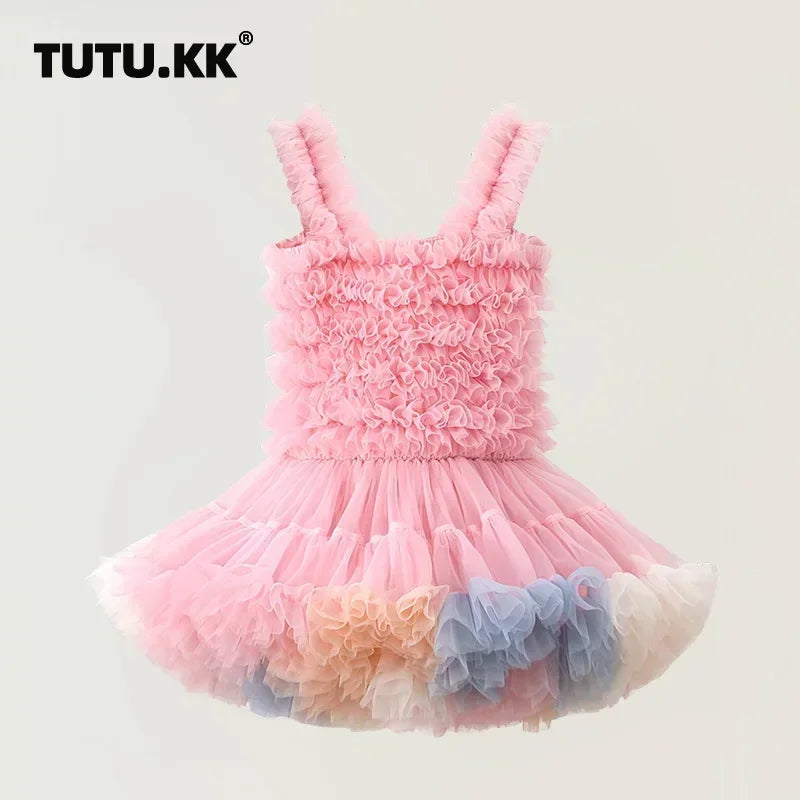 Children's Princess Tutu Dress with Ruffled Ball Gown Design