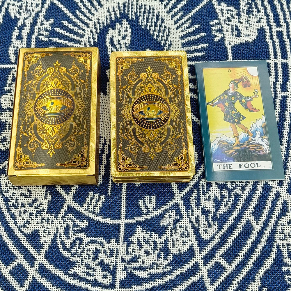 Gold Foil Waterproof Tarot Card Deck with Guidebook