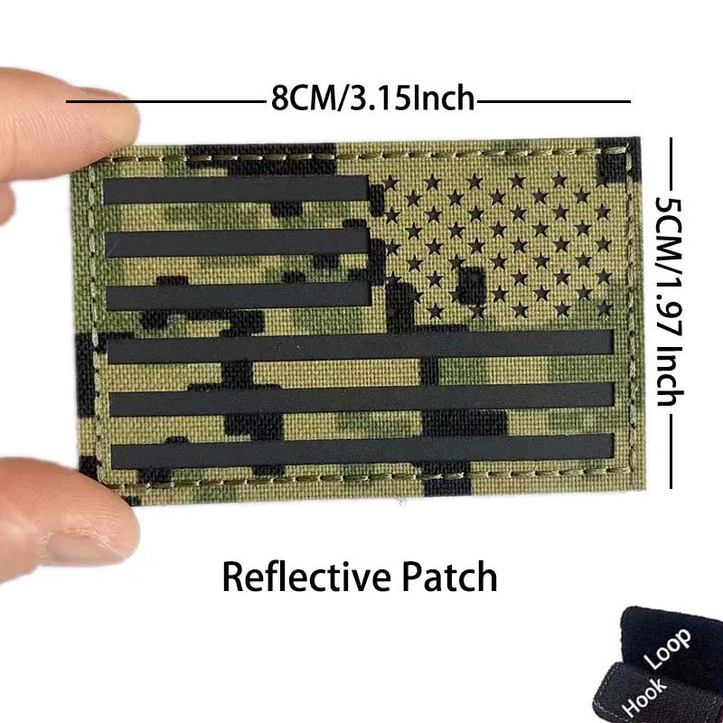 Reflective American Flag Tactical Patch with Glow-in-the-Dark Detail