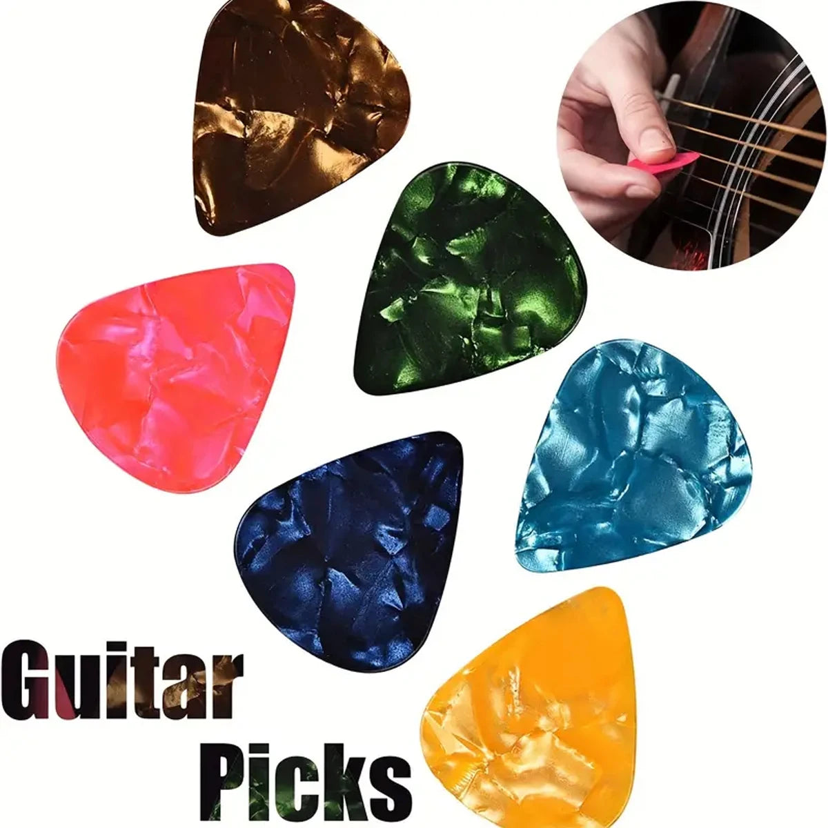 Zinc Alloy Guitar Capo with 5 Celluloid Picks — Fits Acoustic, Electric, Classical, and Ukulele