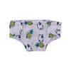 White soft doll underwear featuring a pattern of yellow pineapples and cute panda faces