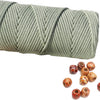 A skein of natural cotton macrame rope in a muted sage green color.