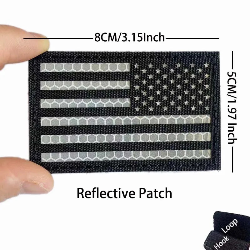 Reflective American Flag Tactical Patch with Glow-in-the-Dark Detail