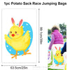 One pack of potato sack race jumping bags featuring a yellow chick design