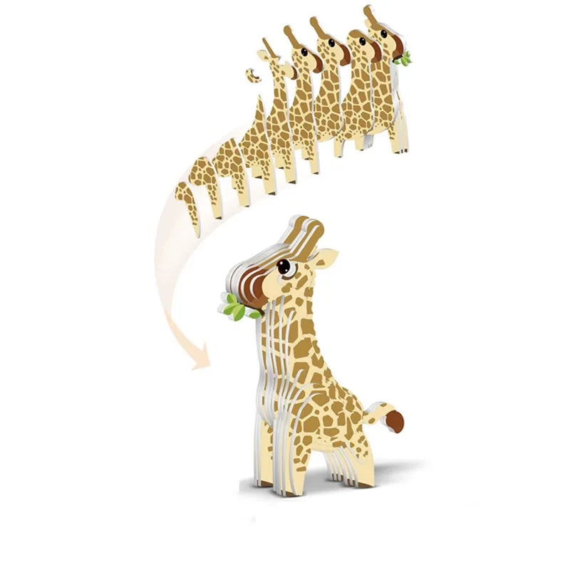 3D Paper Animal Puzzle Craft Kit – Lion, Tiger & Rabbit