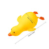 A bright yellow jumbo squishy duck fidget toy with orange feet and beak.