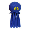 A bright blue squeeze and soak octopus bath toy for toddlers.
