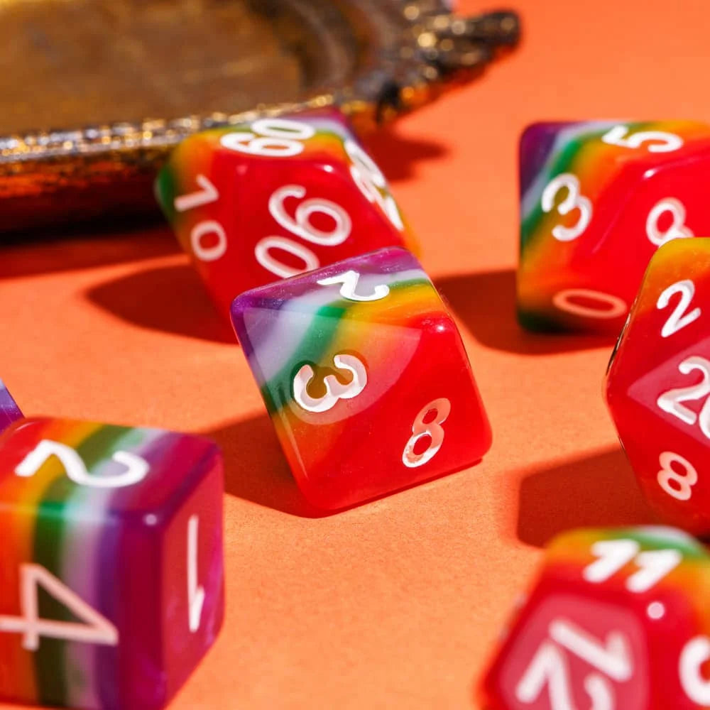 Seven-Layer Rainbow Polyhedral Dice Set for RPGs